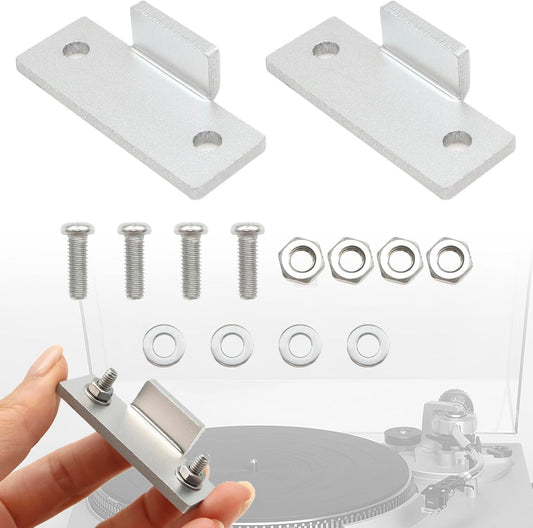 Turntable Dust Cover Hinges - Repair Tabs and Hinge Brackets for Technics SL-D2 3200 B2 Q2 D3 - Includes 2-Brackets, 4-Screws, 4-Washers, and 4-Nuts - Easy Installation for Turntable Dust Cover Repair