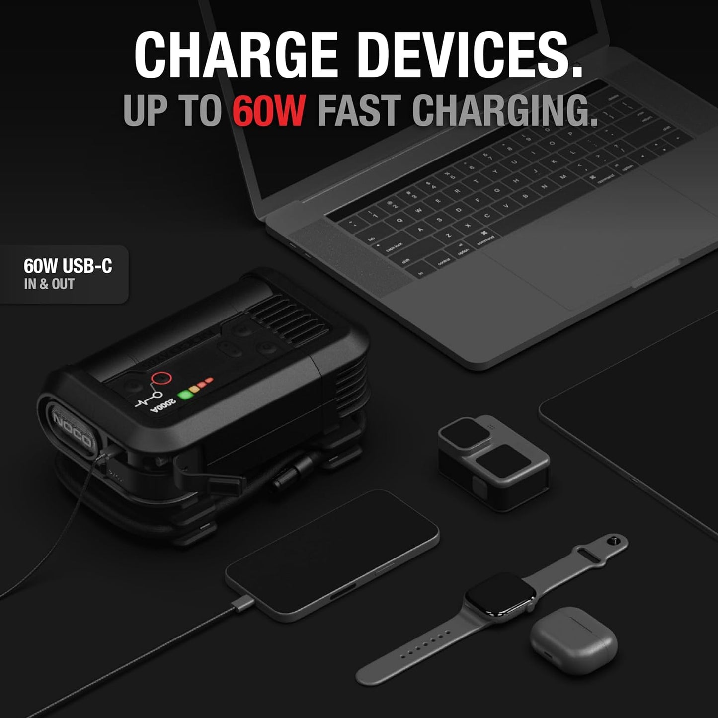 NOCO Boost+Air AX65: 2000A Jump Starter with Air Compressor Tire Inflator – Starts 8.0L Gas & 6.0L Diesel – 67 SLPM Airflow Inflates 0–40 PSI in 2 Minutes