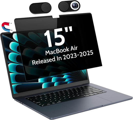 Magnetic Privacy Screen for MacBook Air 15 Inch (2023-2025, M2 M3 M4) - A2941 A3114 A3241, 15inch Removable Matte Anti Blue Light Glare Filter for Mac Air 15.3" Laptop Computer