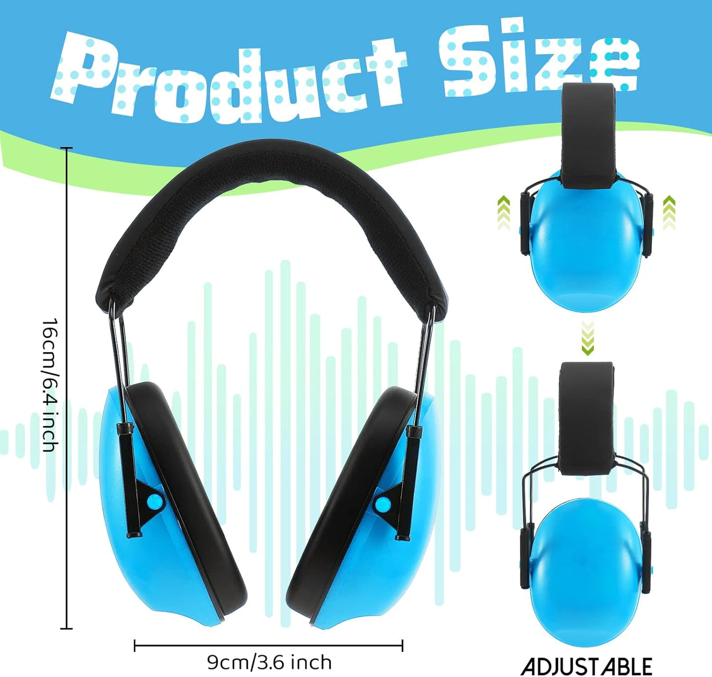 Amylove 12 Pcs Kids Ear Protection Noise Cancelling Headphones Ear Muffs Bulk 27db Adult Noise Reduction Hearing Earmuff(Universal Fit (kids & Adults),Classic Style,Blue Green Color)