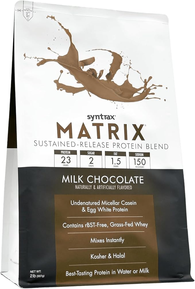 Syntrax Nutrition Matrix Protein Powder, Sustained-Release Protein Blend, Milk Chocolate, 2 lbs