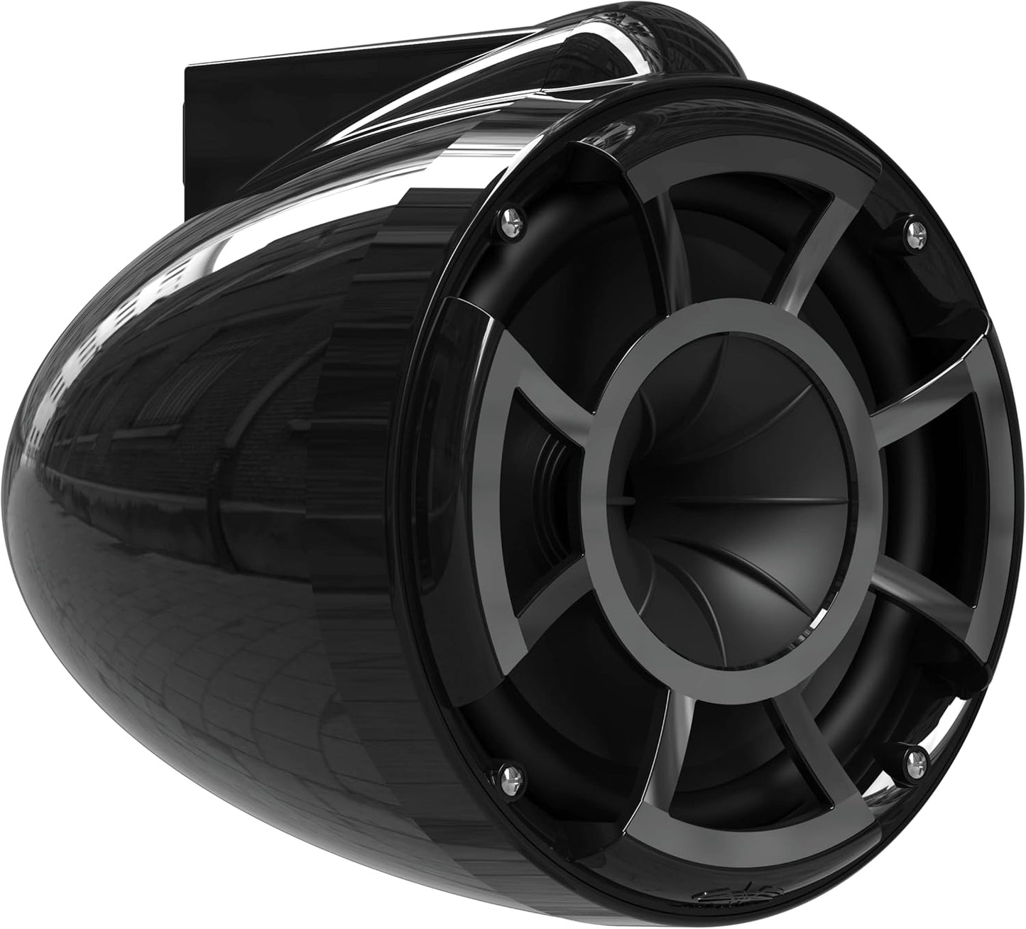 wet sounds Rev 8 Black V2 Revolution Series 8" Black Tower Speakers w/Silver Aluminum Fixed Clamp