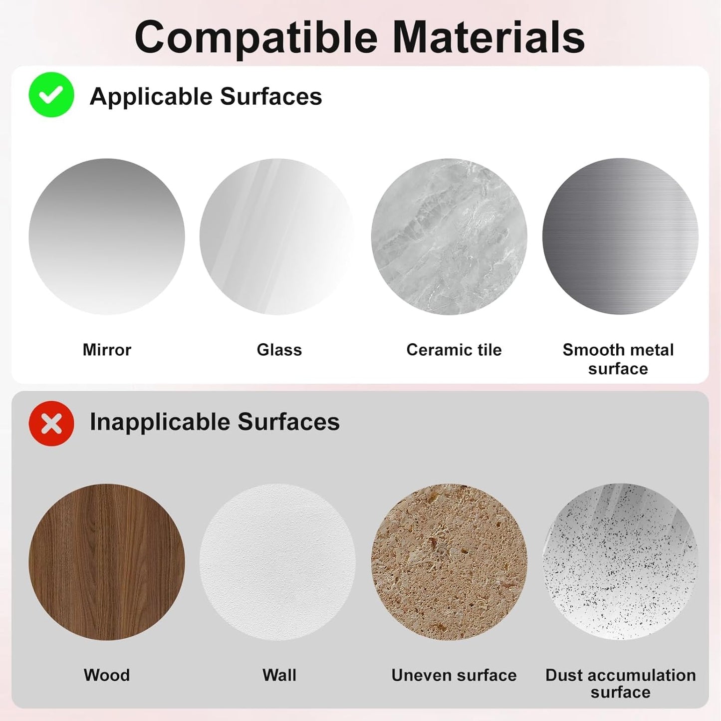 1 Pack Silicone Suction Cup Phone Case Mount Double Sided, Phone Accessories Hands-Free Strong Grip Holder for Selfies and Videos, Silicon Phone Stand Sticky for iPhone and Android Light Pink