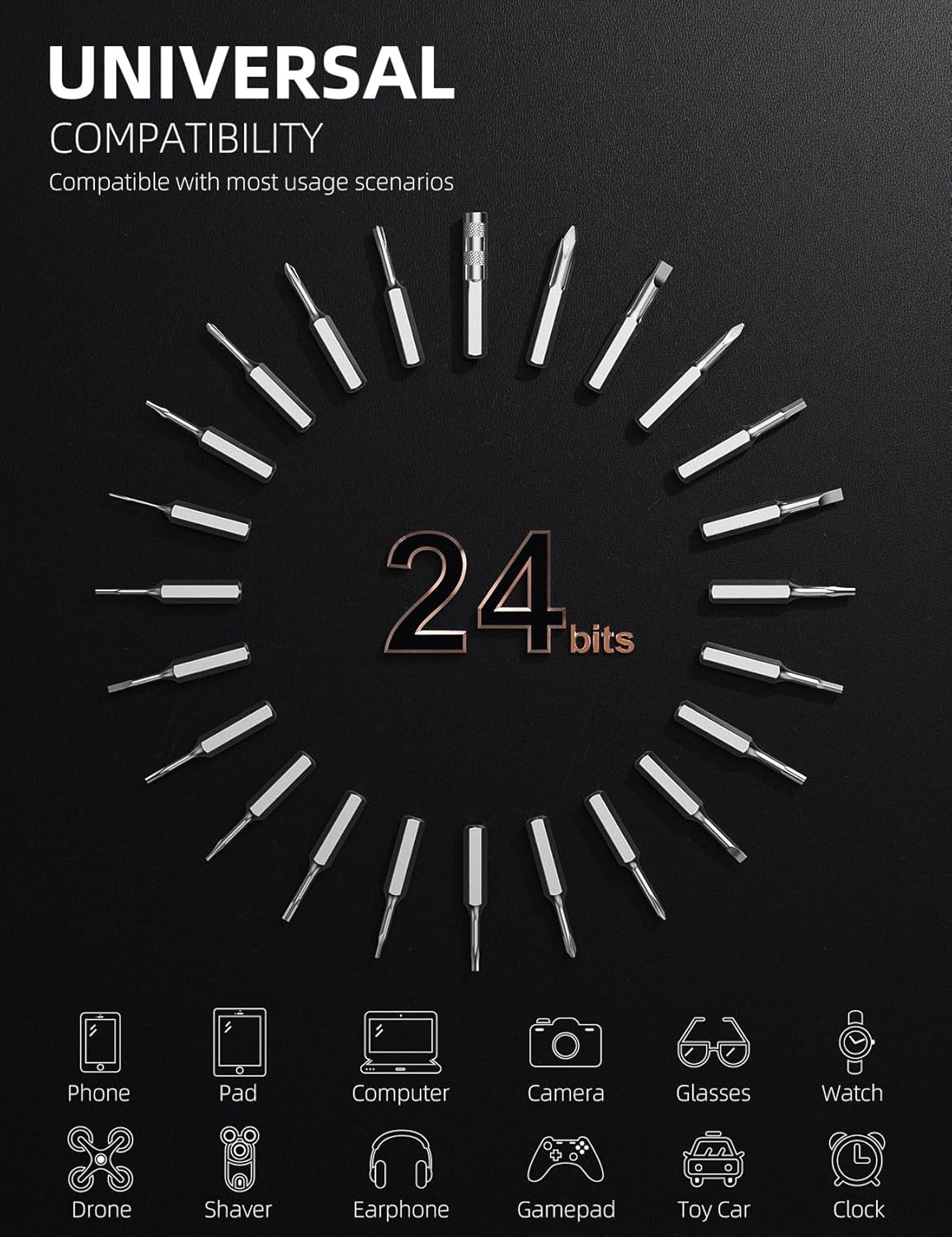 iFu Mini Electric Screwdriver, 42-in-1 Precision Screwdriver Set, Cordless, Magnetic Storage, 5/32''Hex, For Electronics Phone Camera Laptop Watch - Grey