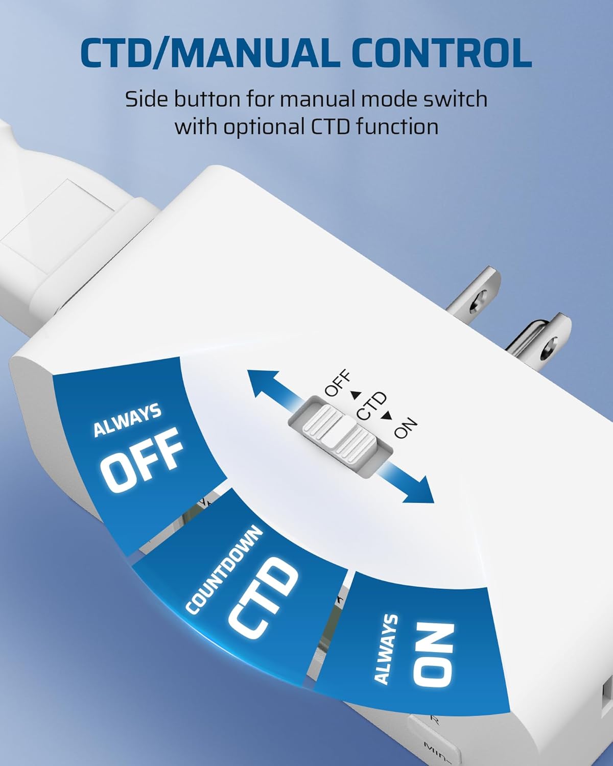 DEWENWILS 36 Hours Countdown Timer Outlet, Timers for Electrical Outlets Indoor, Large Screen & Repeat Function, Grounded Outlet, Auto Shut Off for Fan, Lights, Charger, 125V 60Hz, 1 Pack