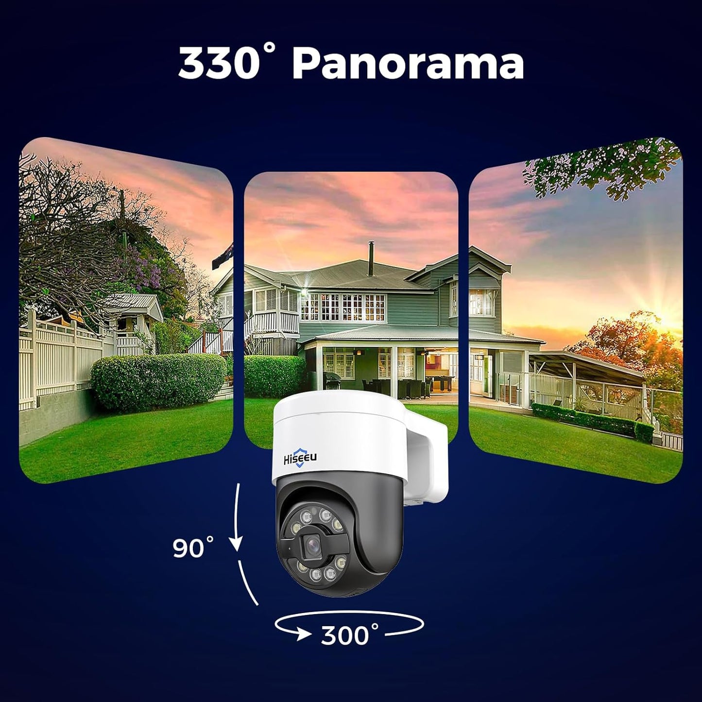 [300°Pan 90°Tilt+Human Tracking] Hiseeu 4K PoE PTZ Camera System,NVR Security Camera System w/6Pcs 5MP Wired Security Camera Outdoor&Indoor,2-Way Audio,Waterproof,7/24 Record for Home Surveillance
