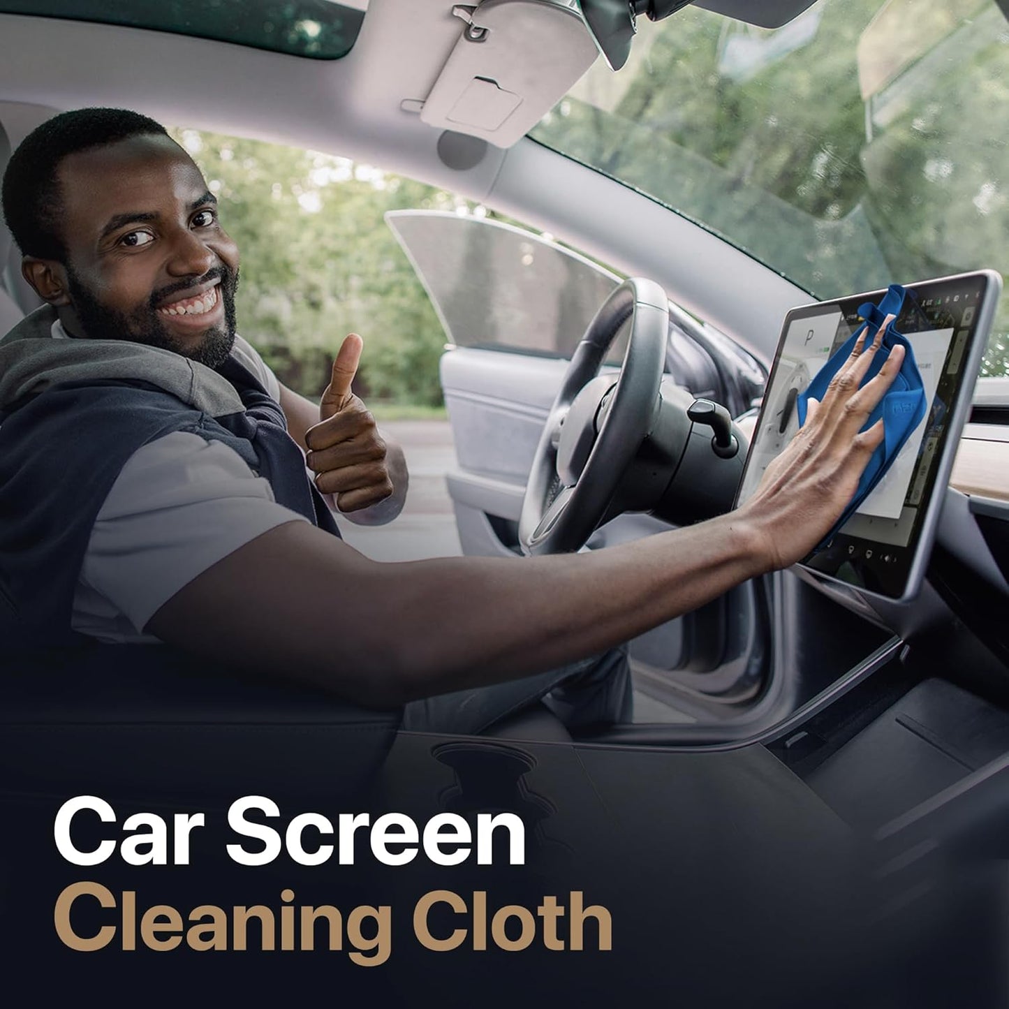 Kuzy 3 Pack Premium Microfiber Cleaning Cloth - Large Reusable Cloth for Glasses, Screens, MacBook Laptops, TVs, and Electronics - Scratch-Free, Lint-Free Cleaner, 3 Pack - Navy Blue