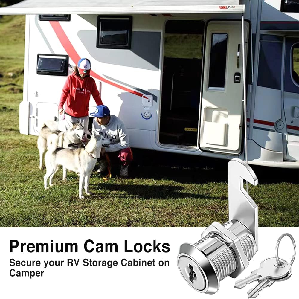 Cabinet Cam Locks Keyed Alike, 1'' Fits on 3/4'' Max Door Thickness, Secure File Drawer Mailbox RV Storage Replacement Set, Zinc Alloy (1 Inch 2Pcs)