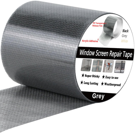 wohohoho Window Screen Repair Tape, 4 in X 40 FT (480IN) Grey Screen Patch Repair Kit, 3-Layer Strong Adhesive Invisible Screen Tape Mesh Repair for Windows, Doors Garage Mosquito Net Magnetic Screen