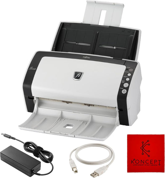 FI-6130 Fujitisu Document Scanner ADF - 1 Year Warranty - Duplex Sheet-Fed Document Scanner with 24V, USB 2.0 Cable & Microfiber Cleaning Cloth (Renewed)