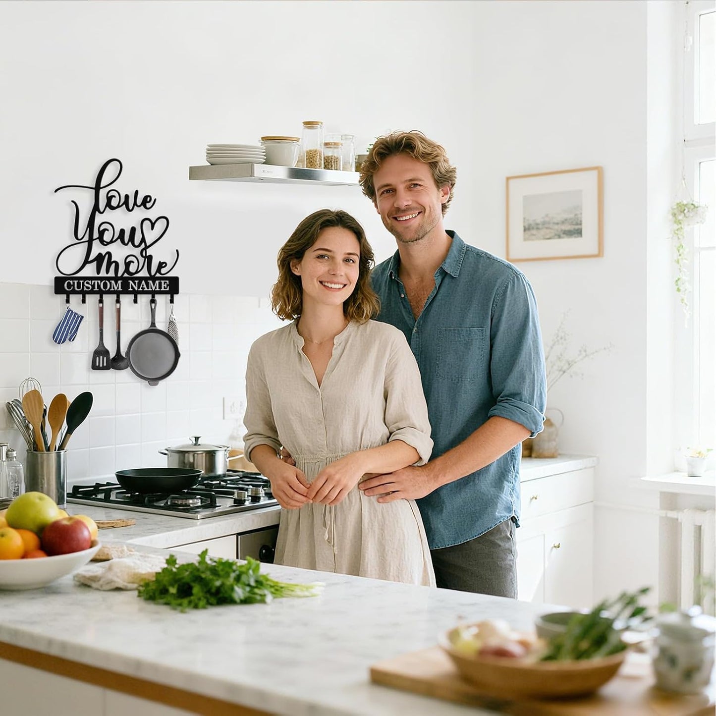 Personalized Key Holder Wall Mount, Custom Metal Key Rack Key Holder with Name, Deer Cabin Wall Keys Hanger with Hooks for Entryway, Front Door, Hallway, Kitchen, Living Room