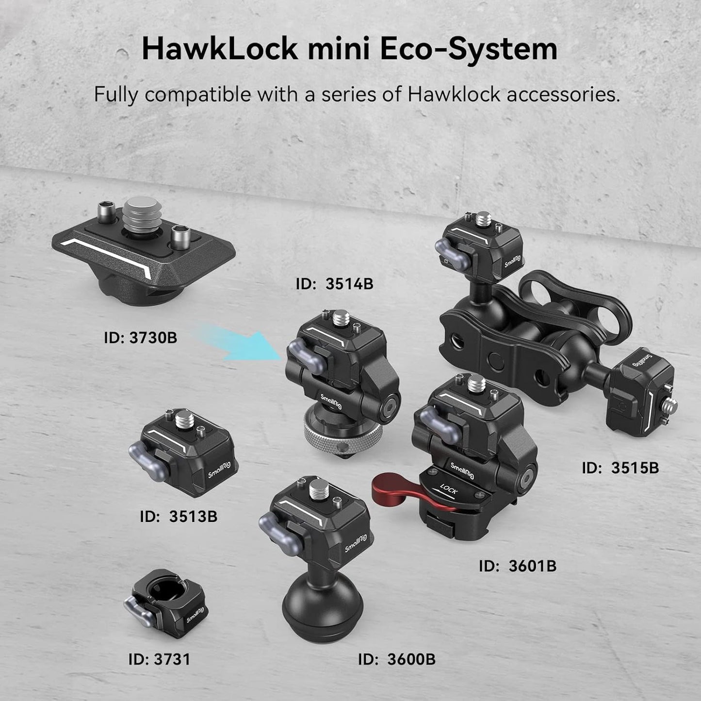 SmallRig Quick Release Plate with 1/4" Screw, HawkLock Quick Release Top Plate for Stabilizer, Action Camera, Monitor, LED Light, QR Top Plate for SmallRig HawkLock Quick Release System - 3730C