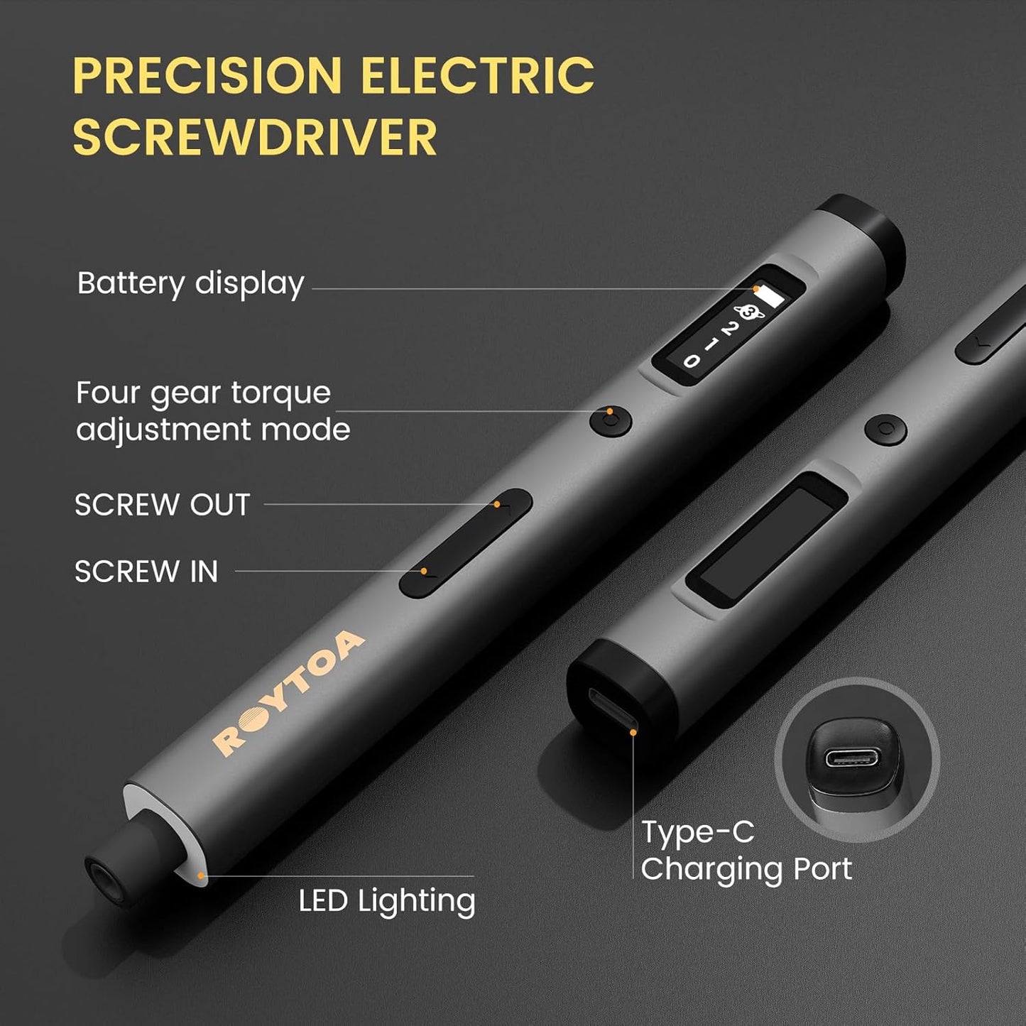 Mini Electric Screwdriver Set 3.7V, Precision Electric Screwdriver Cordless 80-in-1, 4 Torque Settings, 60 S2 Metal Bits, Magnetic Storage, Repair Tool for Electronics Watch Laptop Clocks Cameras