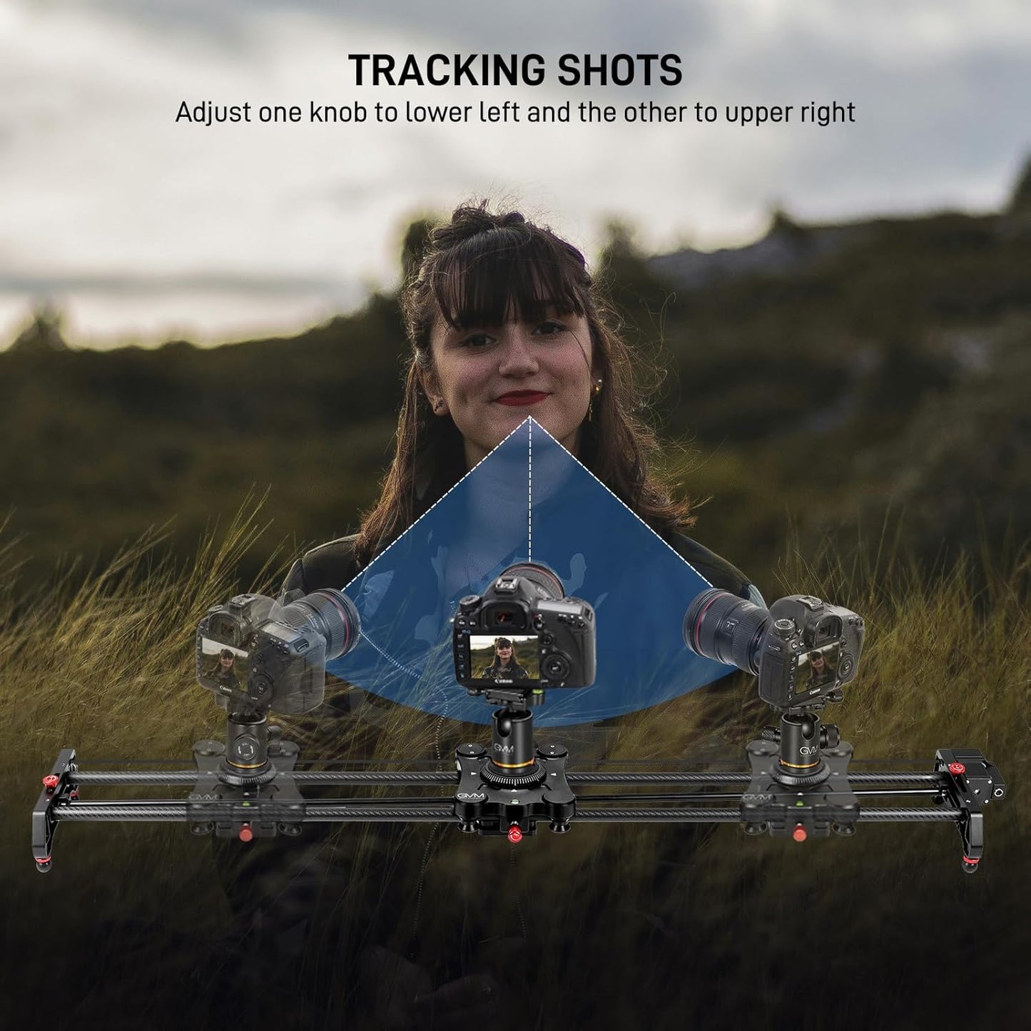 GVM 48"/120CM Carbon Fiber Motorized Camera Slider, Professional Camera Slider with Remote Control, Support Video Mode, Time Lapse Photography, Horizontal, Tracking and 120° Panoramic Shooting