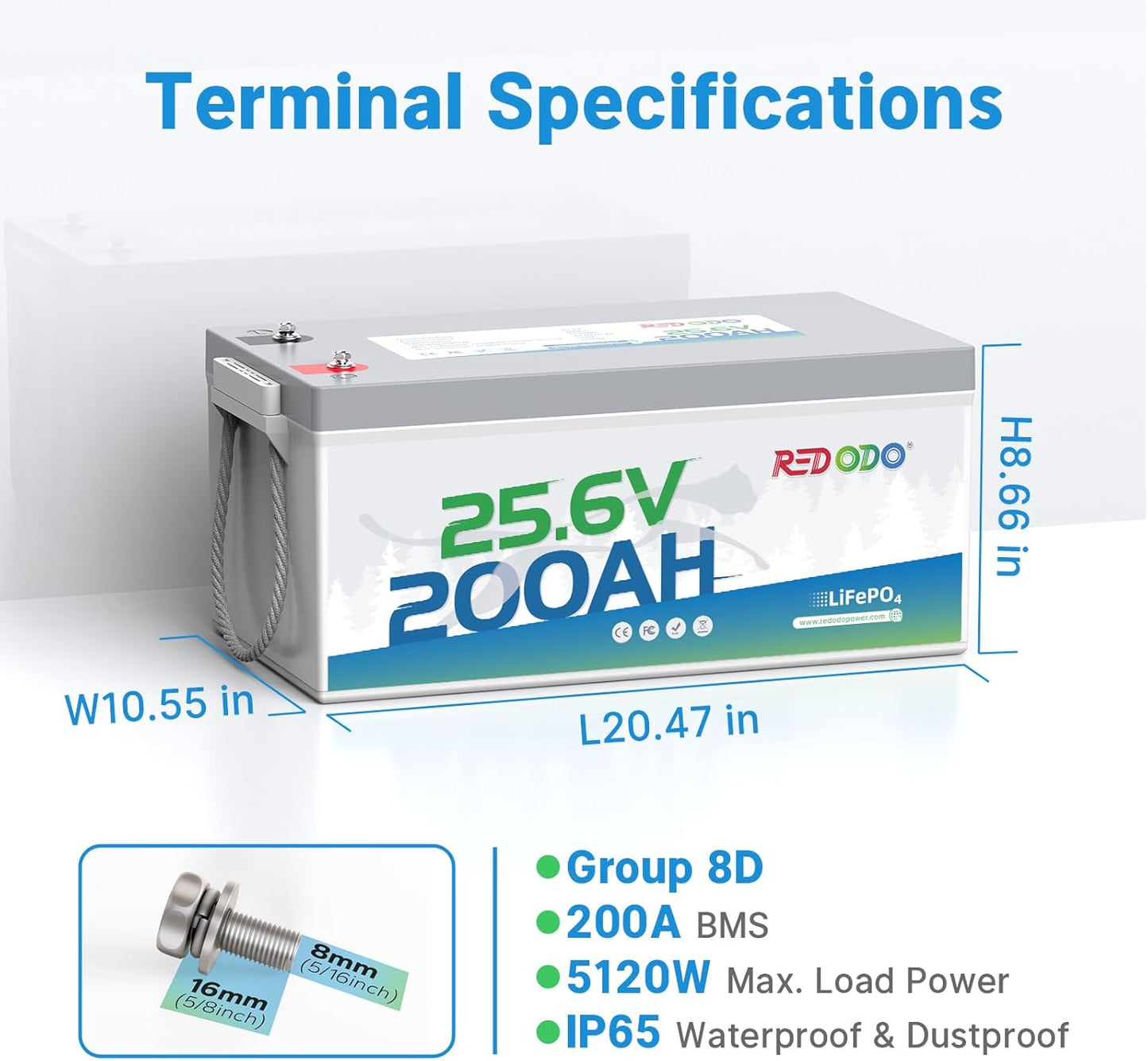 Redodo 24V 200Ah LiFePO4 Lithium Battery, Built in 200A BMS, Max. 5120Wh Energy, Up to 15000 Deep Cycle Lithium Battery, Perfect for Solar Home System, RV, Off Grid, Marine (4 Pack)