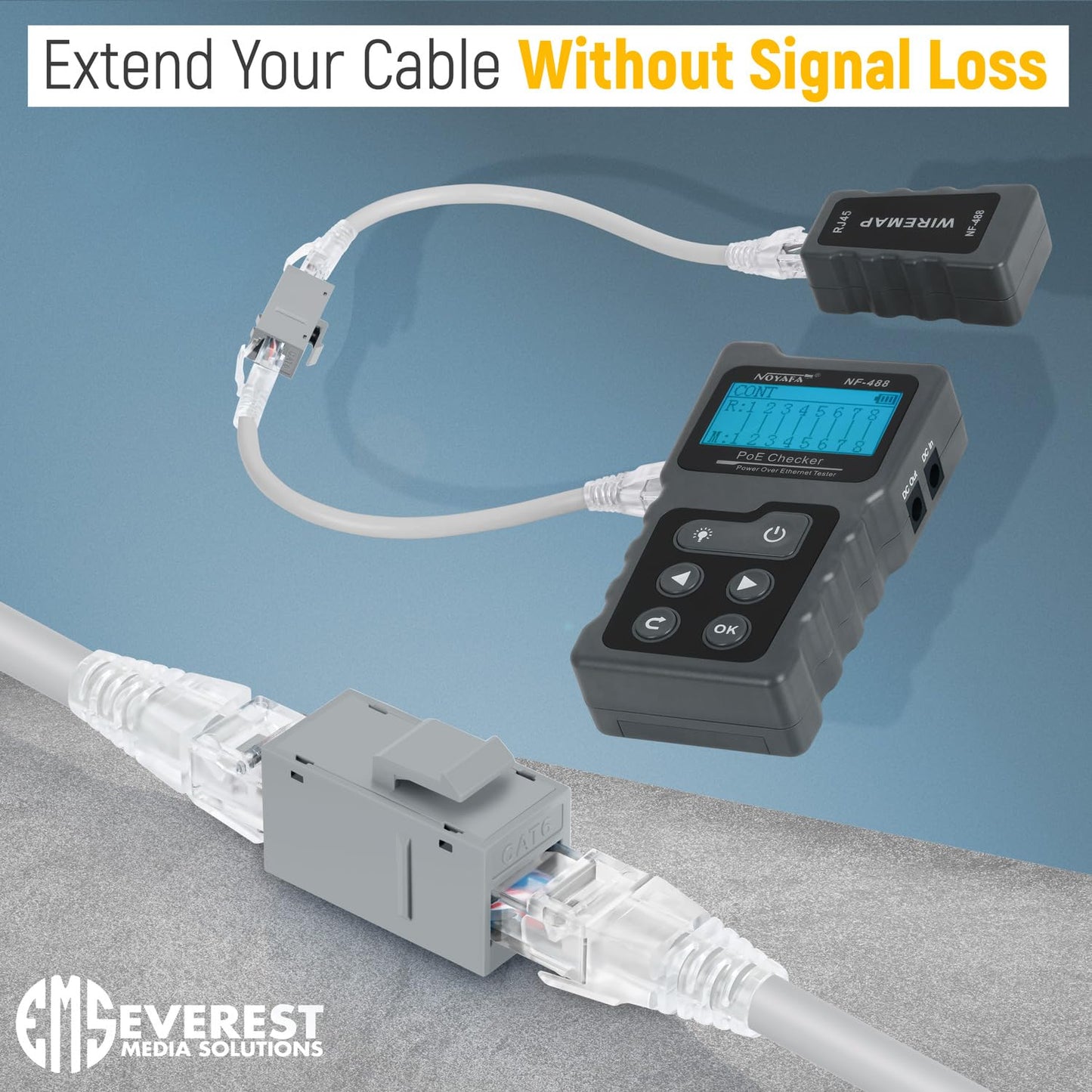 Everest RJ45 CAT6 Keystone Coupler in Gray (12-Pack) - RJ45 Ethernet Jacks - Cat6 Keystone Jacks