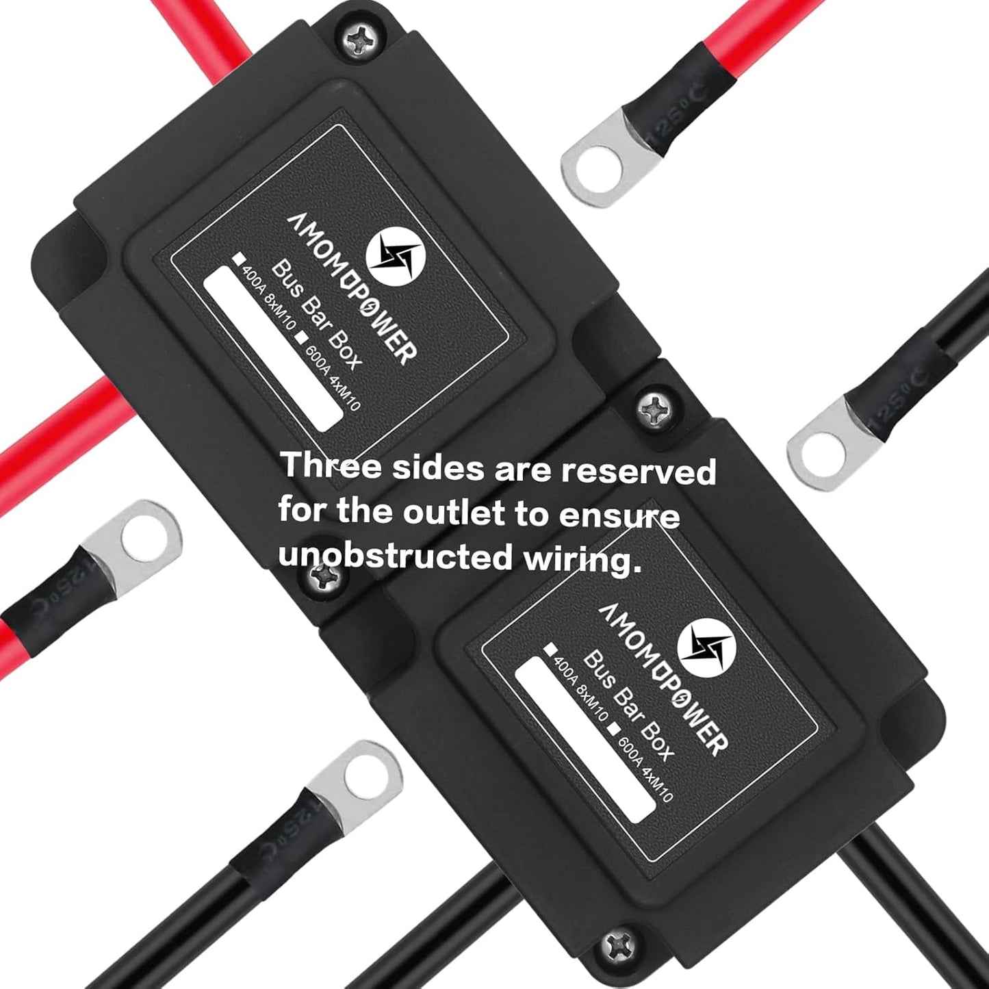 400A Bus Bar 8 M10 (3/8 inch) Terminal Studs Modular Design Tin Plated Copper Distribution Block Negative Pole Electrical Buss Bars 12-48 V DC with Cover for Trailer Marine Boat Car RV