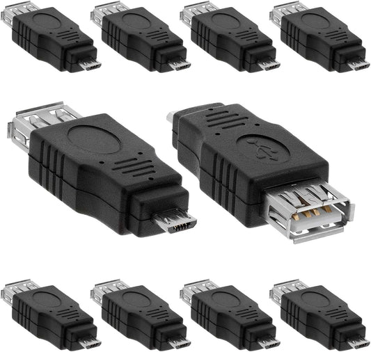 Cmple - [10 Pack Micro USB to USB Adapter Standard USB 2.0 A Female Jack to Micro B Male Plug OTG Connector Converter for Cameras Tablets Phones Dash Cams Transfer Photos to Computer