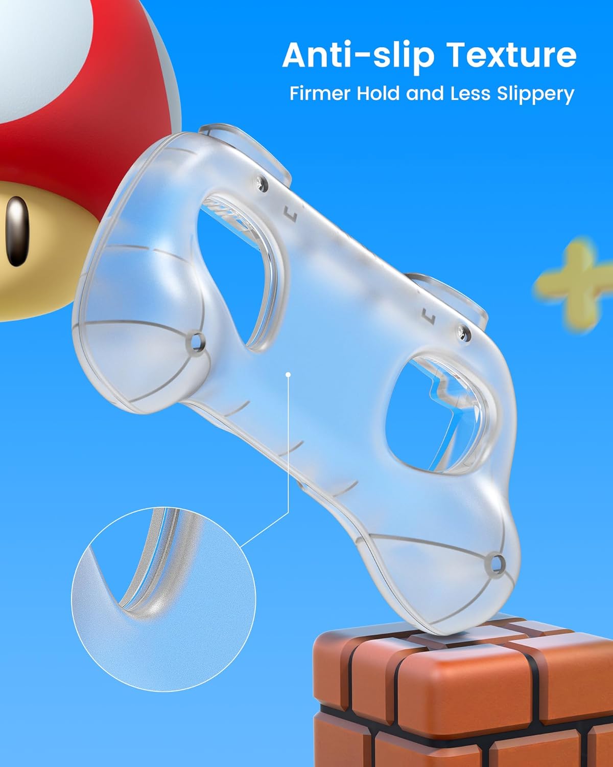 TRANSNOVO Hand Grips for Switch 2，Wear-Resistant Switch Accessories Controller Grips for JoyCon，2 Pack Comfort Handles (Transparent)