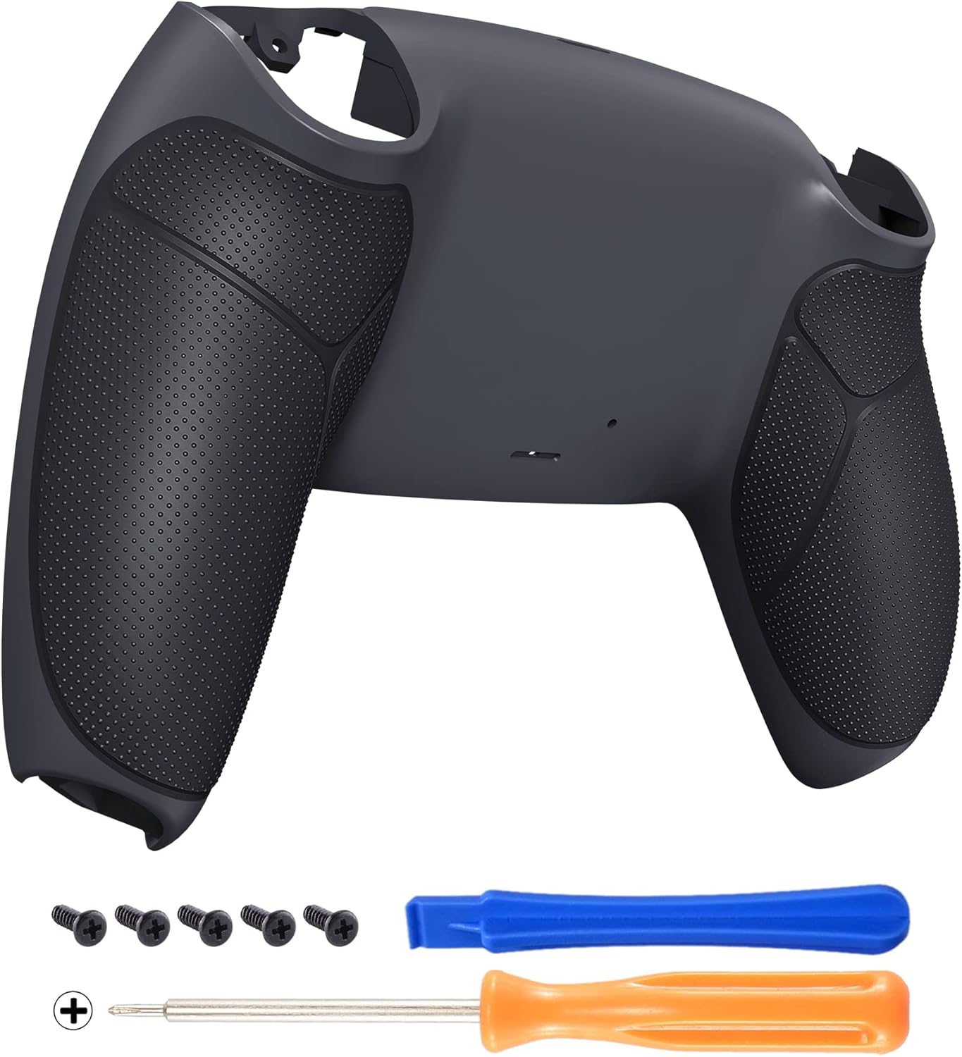 eXtremeRate Classic Gray & Dark Gray Performance Rubberized Grip Custom Back Plate Bottom Shell Compatible with ps5 Controller, Replacement Back Shell Cover Compatible with ps5 Controller