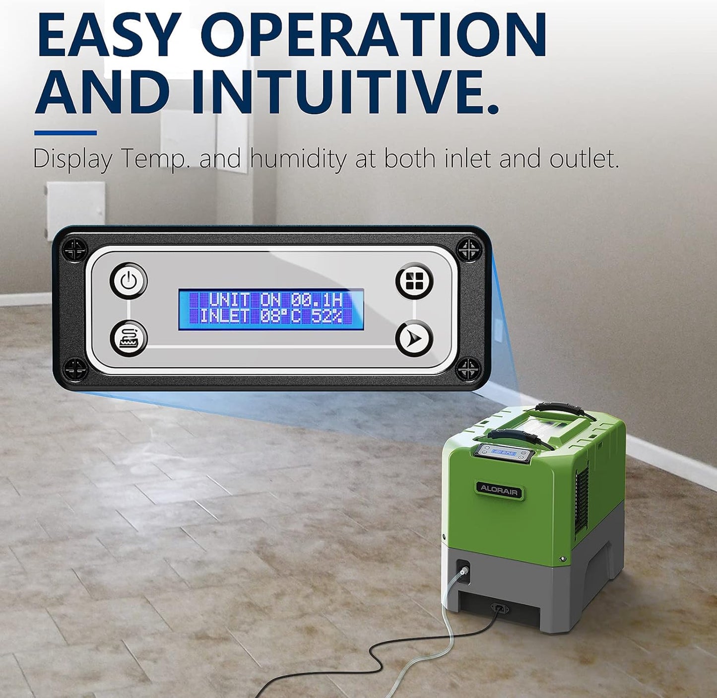 ALORAIR 180PPD LGR Commercial Dehumidifier with Pump for Basement Warehouse & Job Sites, Large Space Crawl Space Dehumidifier for Efficient Water Damage Restoration,5 Years Limited Warranty, Green