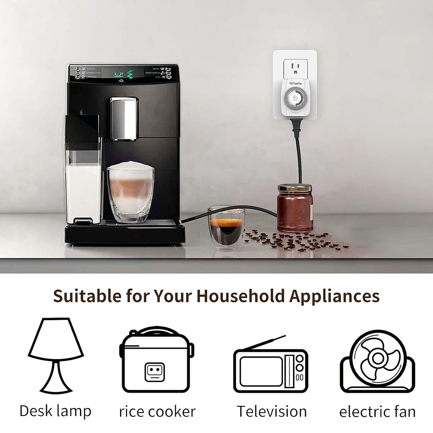 TiFFCOFiO Indoor Mechanical Timers for Electrical Outlets, 2 Prong Plug in Outlet Daily Repeating Light Timer for Indoor Lights, ETL Listed (2 Pack)