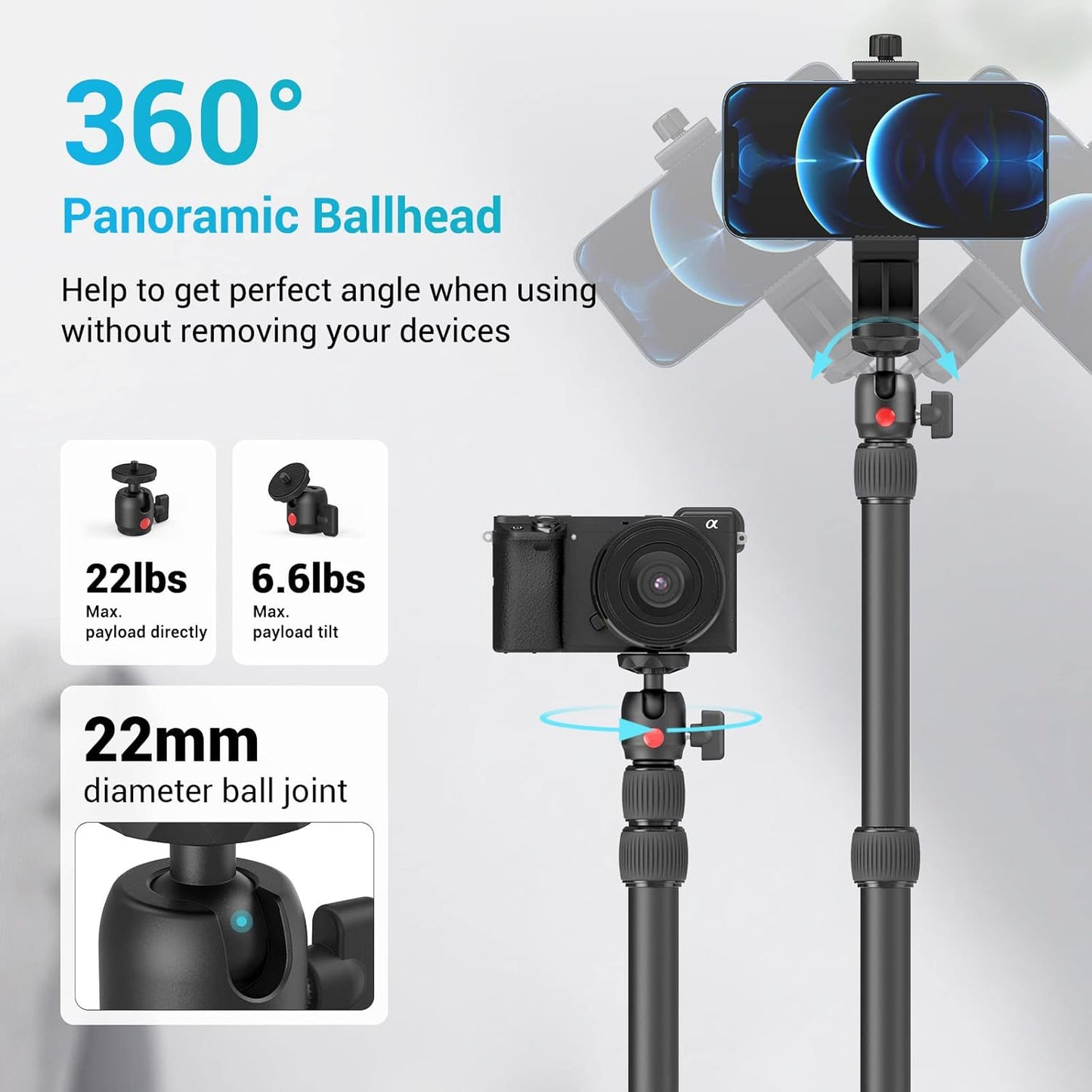 SmallRig Camera Desk Mount Table Stand, Adjustable Light Stand 15"-35", Tabletop C Clamp for DSLR Camera, Ring Light, Live Streaming, Photo Video Shooting