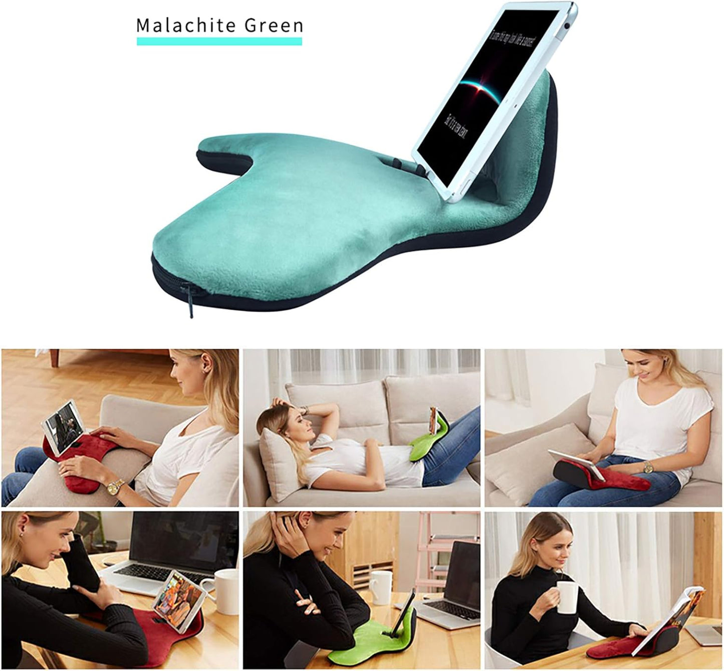 Phone Wrist Support/Soft Pillow Stand/2021 New Multi-Angle Tablet Stand/Phone Holder/Pillow Lap Pad Stand,for Ipad,Phones,Tablets, Ereaders,Books(Malachite-Green)