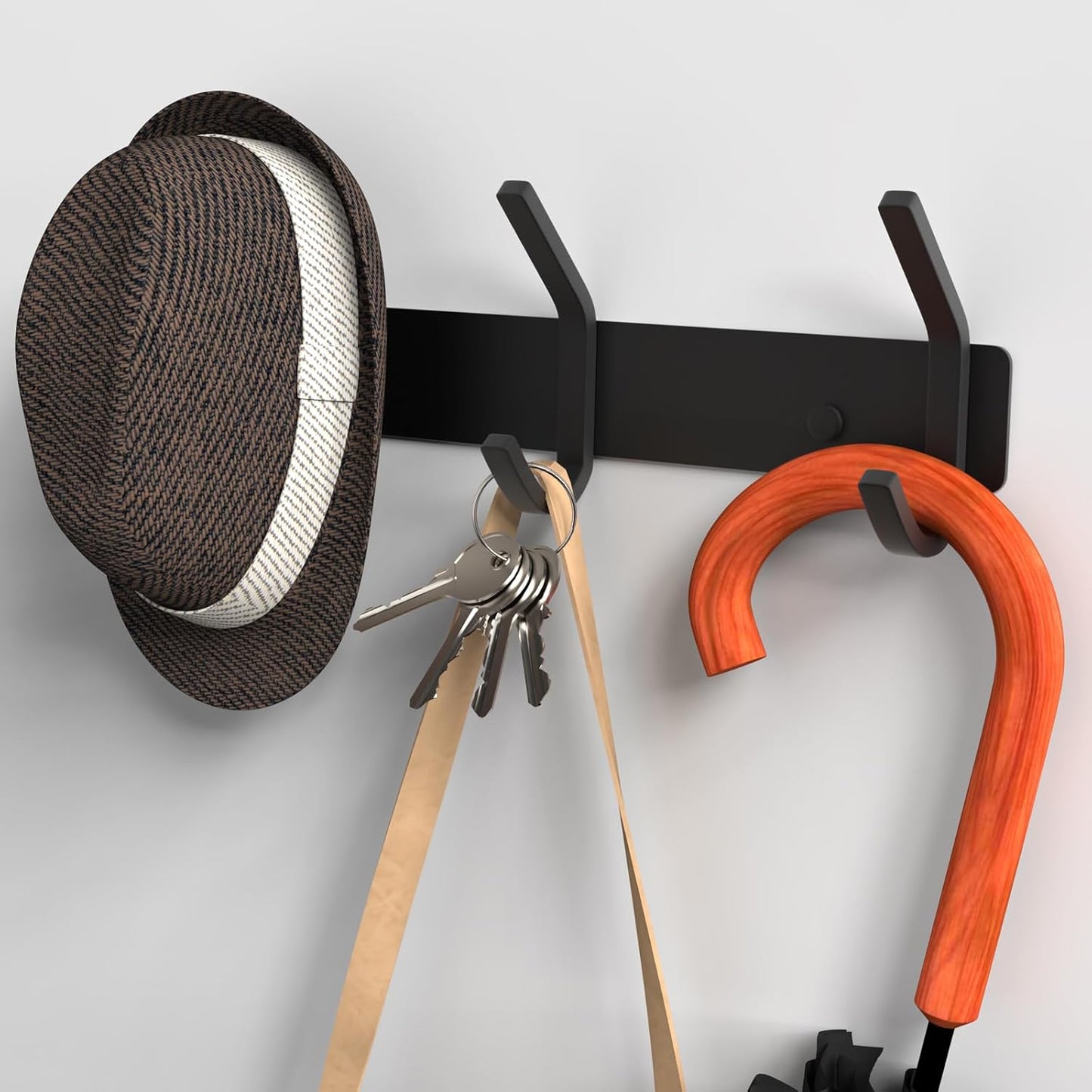 VAEHOLD 2PACK Coat Hooks Wall Hook for Hanging Clothes Robes Towels Hats Heavy Duty Coat Hanger Coat Rack Wall Mount with 3 Hooks - Black