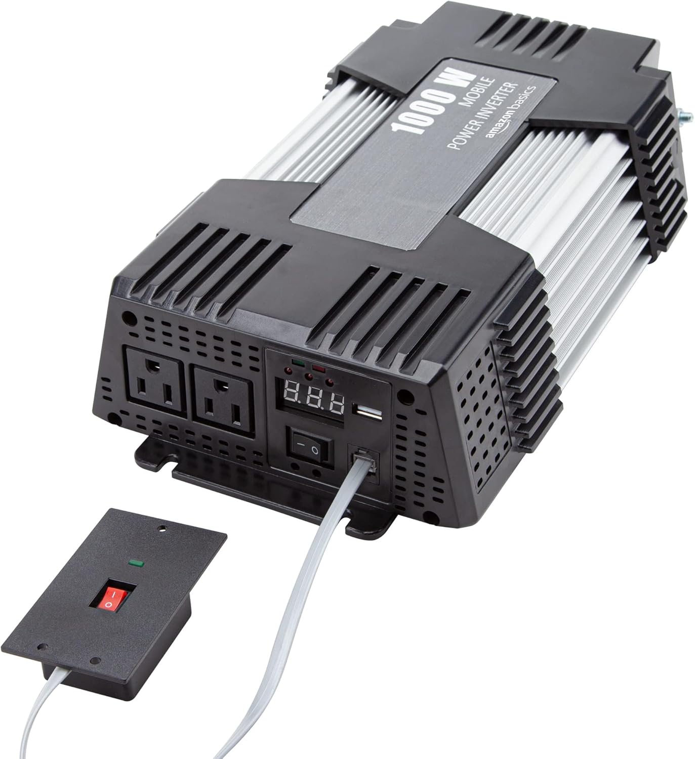 Amazon Basics 1000W Car Power Inverter - 12V to AC 110V, 13.81 x 7.44 x 3.07 inches