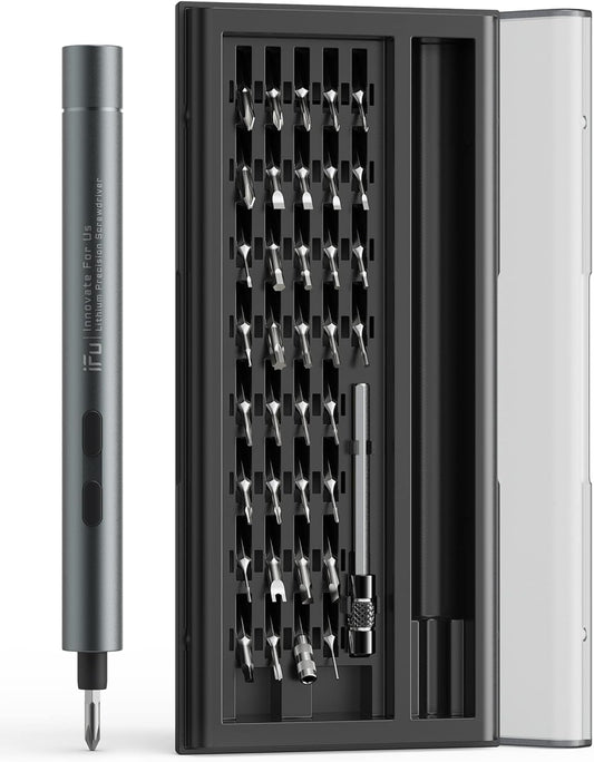 iFu Mini Electric Screwdriver, 42 in 1 Precision Screwdriver Set – Small Cordless Power Screwdriver with LED Light & 37 Magnetic Bits, Repair Tool for Phone Laptop Camera Watch Computer