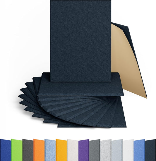 12 Pack Acoustic Panels Self Adhesive Sound Proof Foam, High Density Sound Acoustic Panel, 16X12X0.4 Inch 4:3 Rectangle Panels in Home, Office, Reccording Room, Studio,More(Dark Blue)