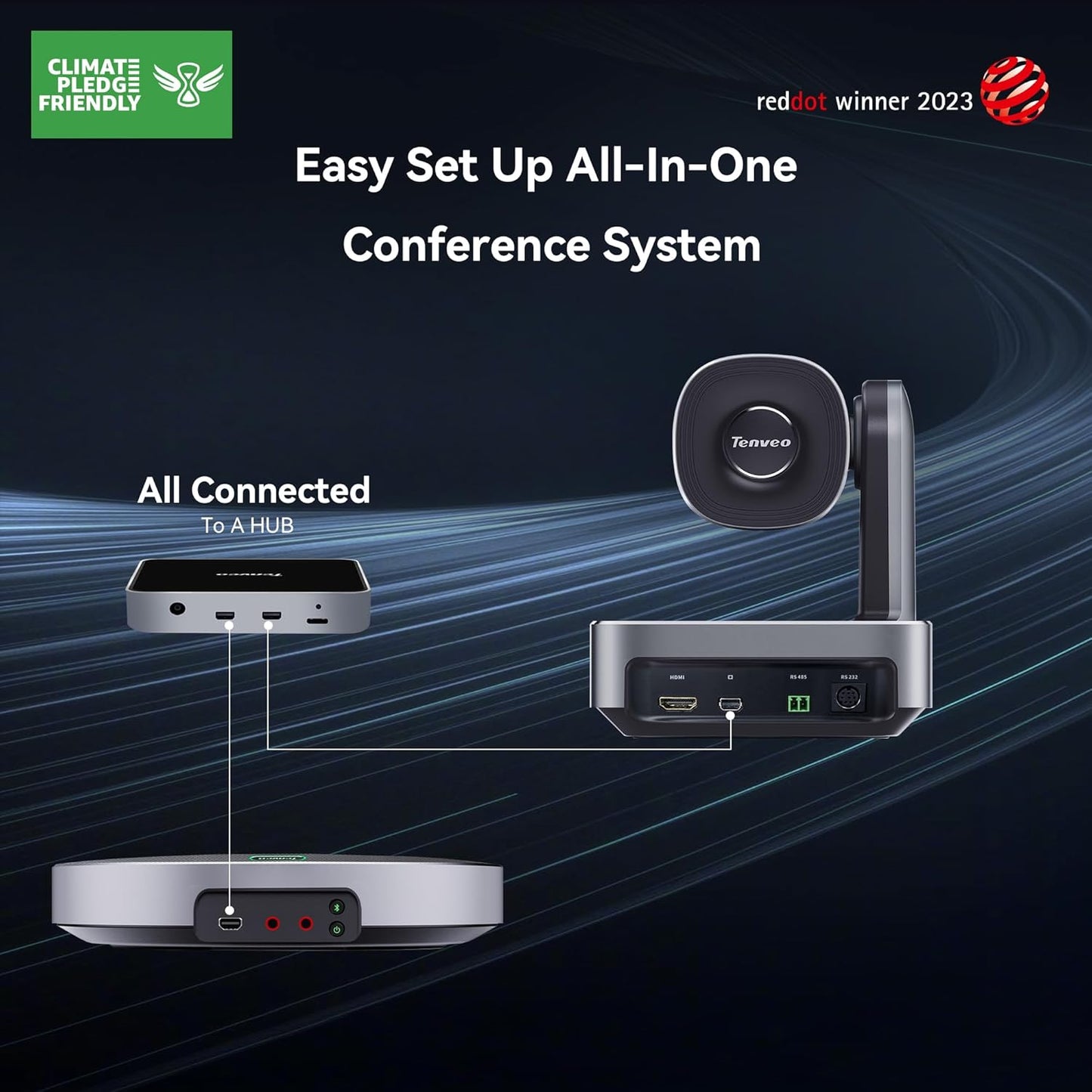 Tenveo VLGroup All-in-One 4K Conference PTZ Camera with Bluetooth Speakerphone System 12X Optical Zoom Wide View Angle Lens Works with Zoom Skype Teams for Room Remote Meeting