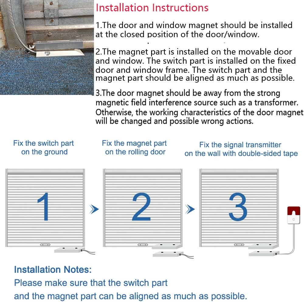Rolling Door Contact Magnetic Reed Switch Alarm with 3 Wires for N.O./N.C. Applications MC-56