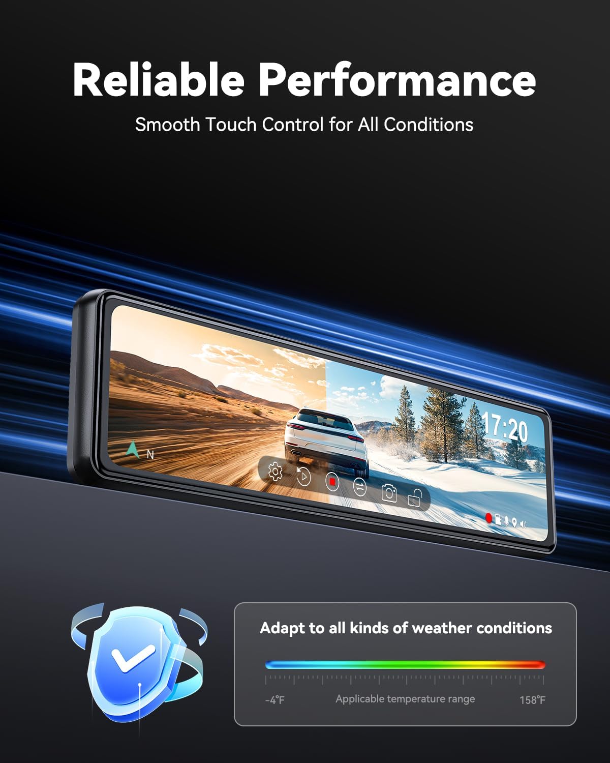 JOMISE T860+ Mirror Dash Cam 4K Front and 2.5K Rear, Detached Front Camera for 10-Minute Install, 3X Zoom Rear View Mirror Camera, 64GB Card Included, Night Vision, WDR, Parking Assist, GPS