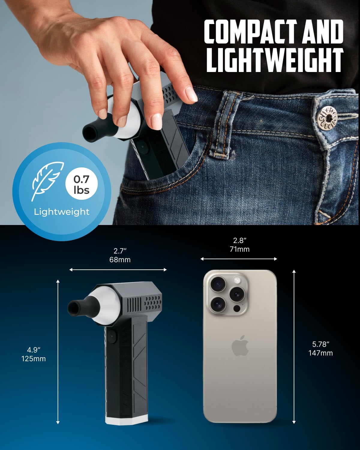 Owleys Portable Car Vacuum Cleaner “CrossClean 2-in-1 Vacuum & Air Blower | 120W High-Power | 8 Attachments | 12V Rated Voltage | Cordless, Lightweight & Rechargeable via Type-C Cable