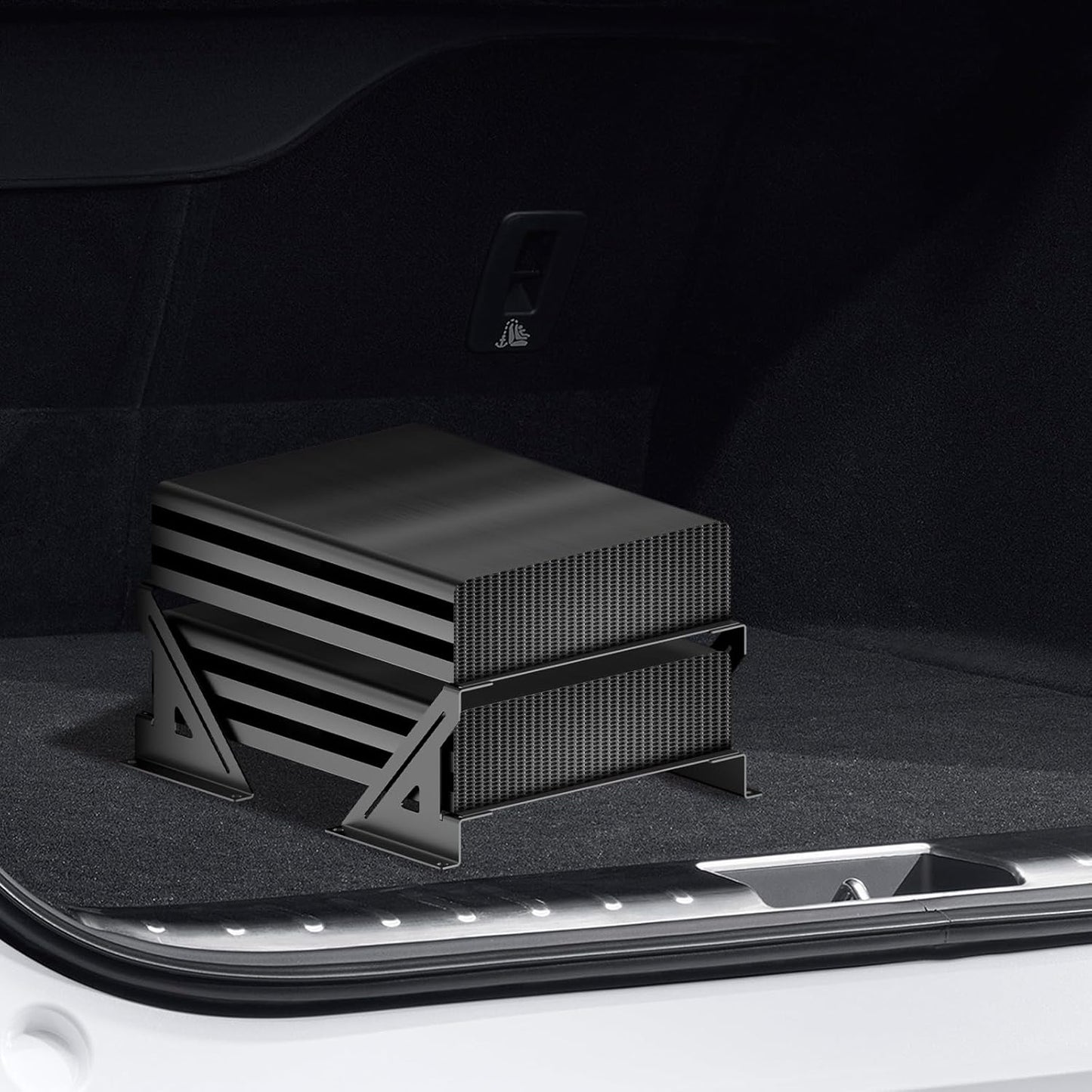 2 Amp Amplifier Rack, Audio Rack, Rack Mount Amplifier for Droppin HZ Car Audio, Steel, Black Powder Coated, Bracket Mount, 24 Watts, Audio Equipment Rack