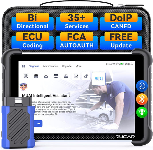 MUCAR 892BT AI-Assisted Bidirectional Scan Tool, Full System OBD2 Scanner, Bi-Directional OBD2 Scanner Diagnostic Tool,ECU Coding, 35 Services, FCA Autoauth, CANFD and DOIP, Free Lifetime Upgrade