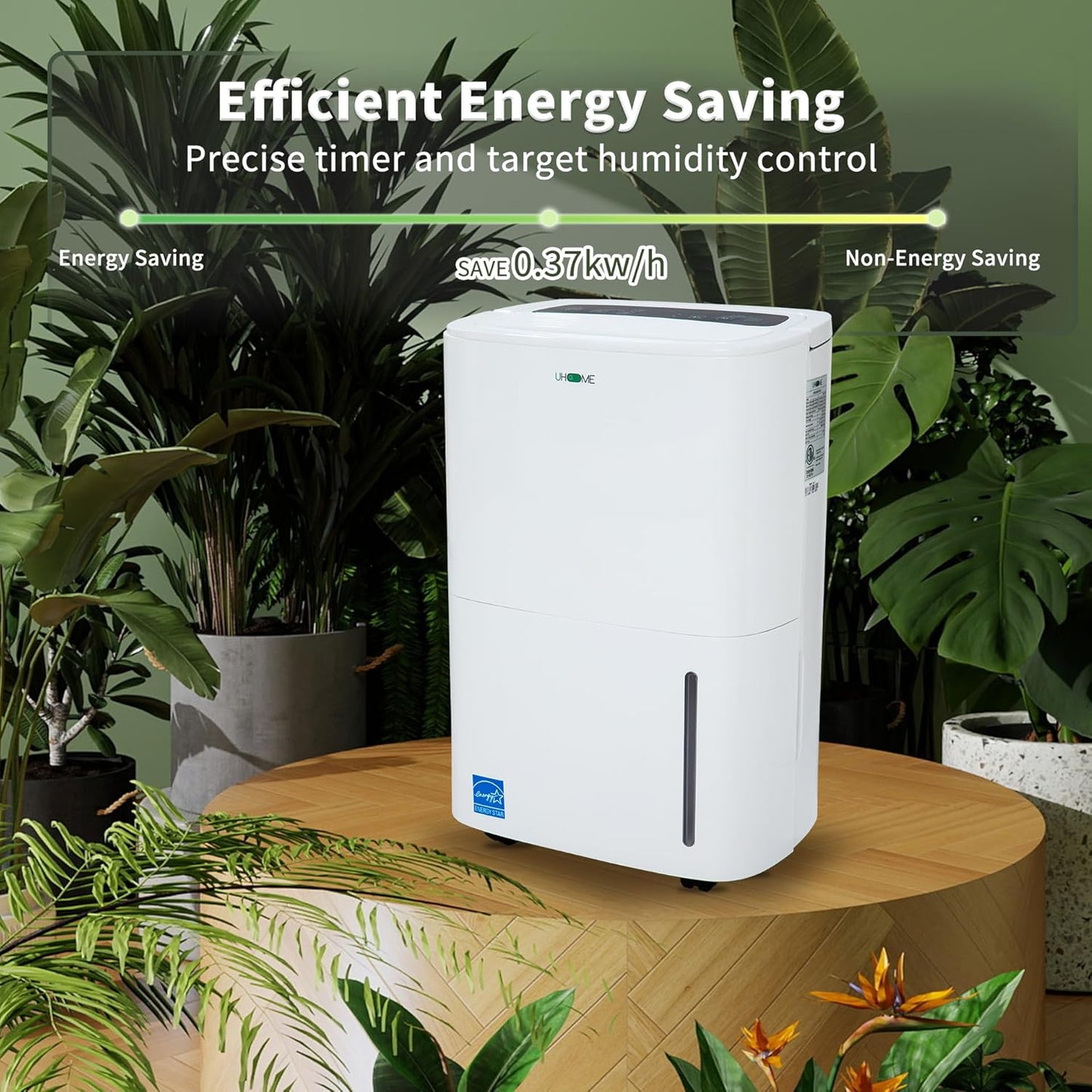 Uhome 120 Pints Dehumidifier with Drain Hose - 6000 Sq. Ft Quiet Dehumidifier for Home, Basements, Storages and Large Rooms with 1.32Gallon Water Tank