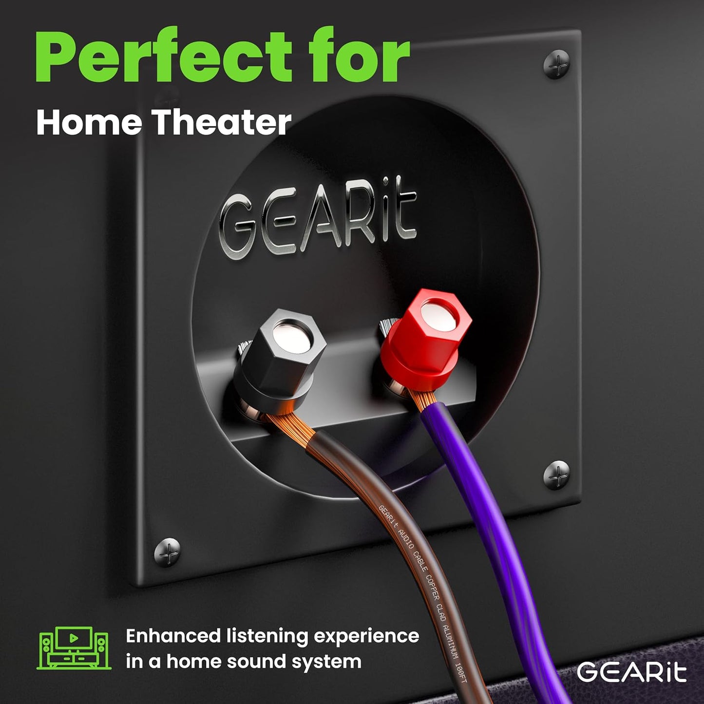 GEARit Speaker Wire 14 Gauge, Speaker Cable 100ft for Car Audio, Home Theater, CCA(Black Purple)
