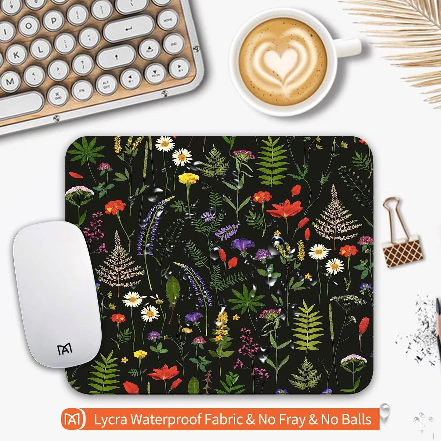 Square Mouse Pad Flowers,Personalized Premium-Textured Custom Mouse Mat Design,Washable Mousepad Cloth,Non-Slip Rubber Base Computer Mouse Pads for Wireless Mouse