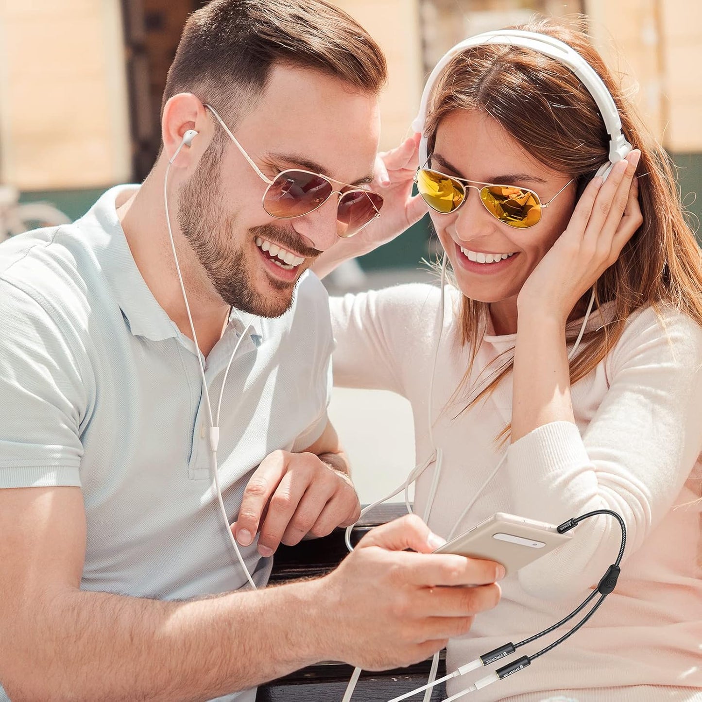 Syncwire Headphone Splitter, Nylon-Braided Extension Cable Audio Stereo Y Splitter (Hi-Fi Sound), 3.5mm Male To 2 Ports 3.5mm Female Headset Splitter for Phone, PS4, Switch, Tablets & More