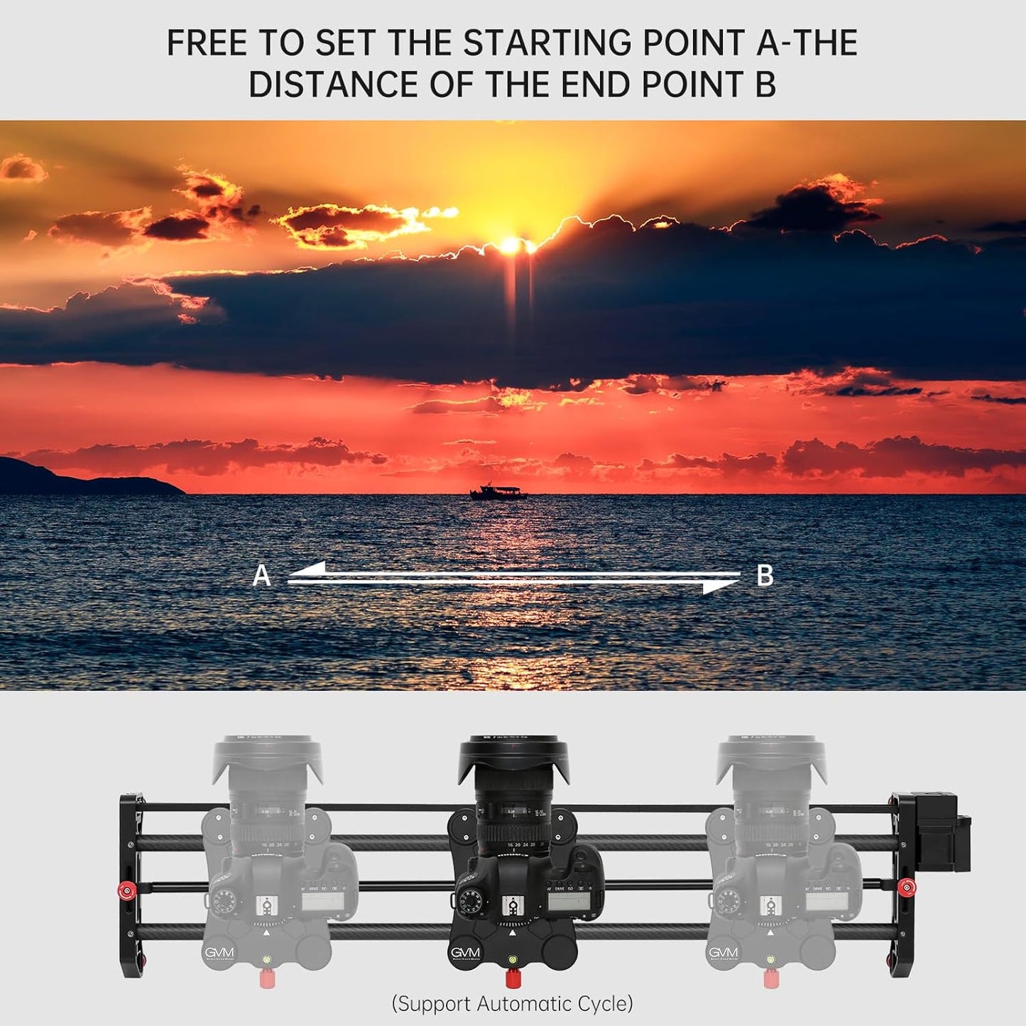 GVM Carbon Fiber Motorized Camera Slider - 31"/80CM with Remote Control, Supports Time-Lapse Photography, Video Mode, Tracking Shooting for Most Cameras