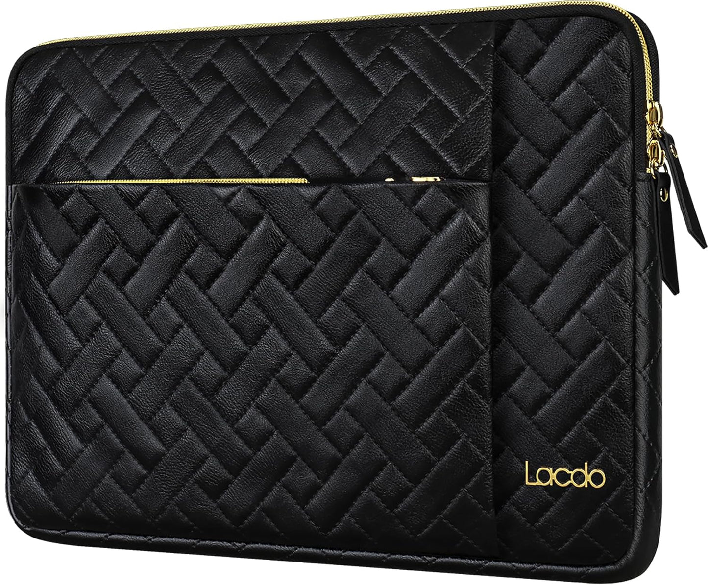 Lacdo Laptop Sleeve Case for 15 inch New MacBook Air M4 A3241 2025, M3 A3114, M2 A2941 2024-2023, 15 inch MacBook Pro A1990 A1707, Dell XPS 15 Plus Computer Bag with Accessory Pocket, Elegant Black