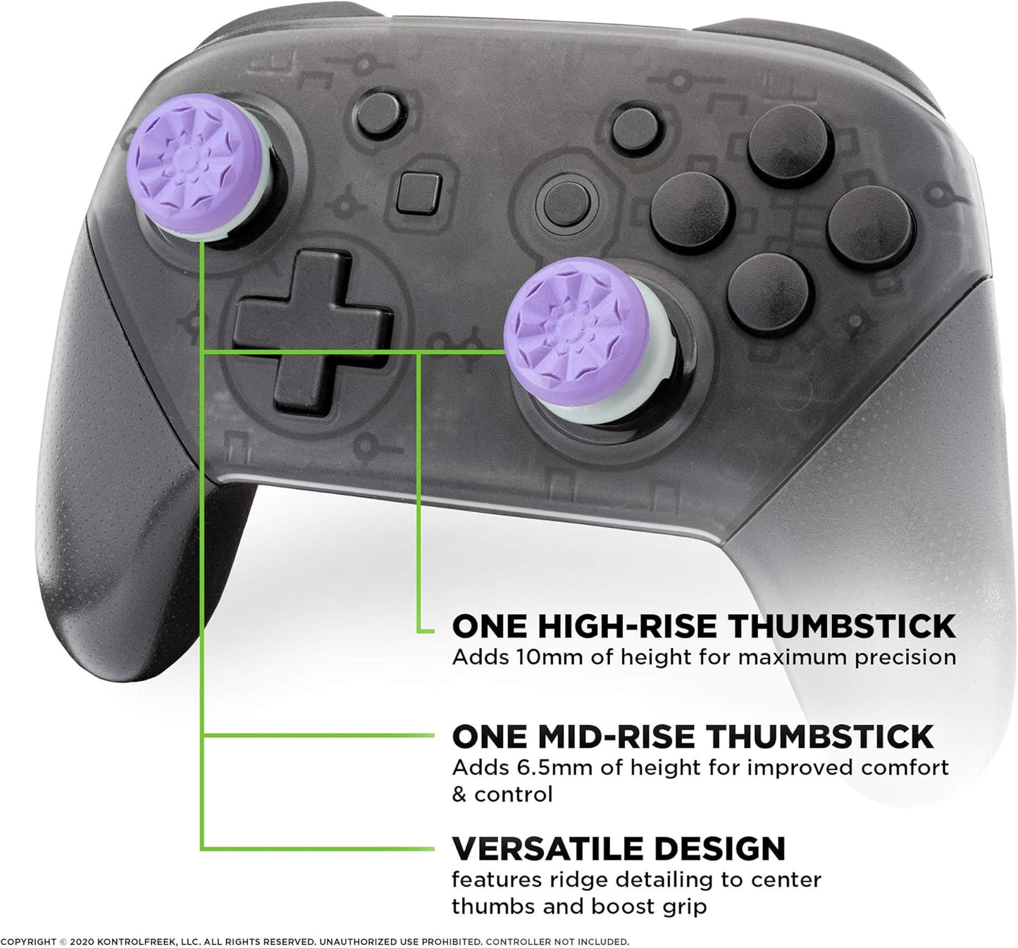 KontrolFreek FPS Freek Galaxy Performance Thumbsticks for Nintendo Switch | 1 Mid-Rise, 1 High-Rise Concave | Purple