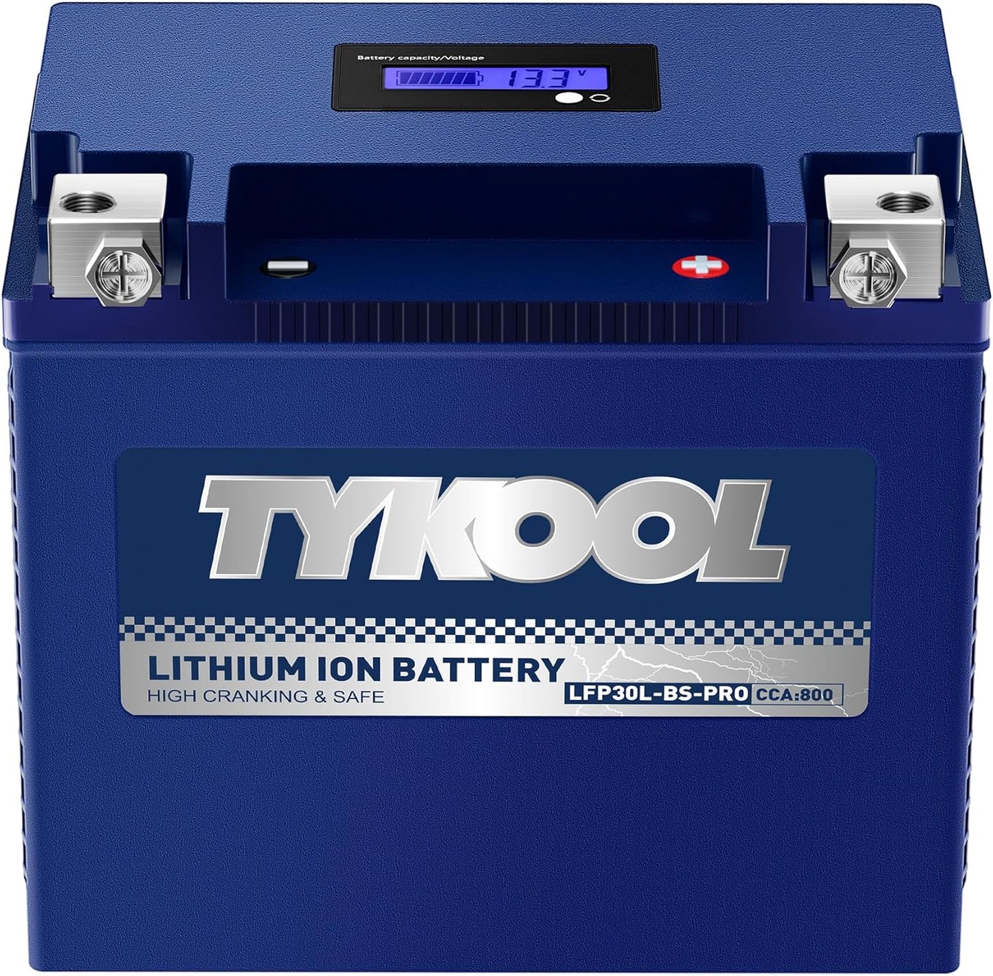 TYKOOL YIX30L/YTX30L-BS High Performance LiFePO4 Lithium Motorcycle Battery,800CCA,12V 18Ah,Digital Readout, Powersports Battery,Compitable for Harley Davidson,ATV,UTV,Snowmobile,Riding Lawn Mower