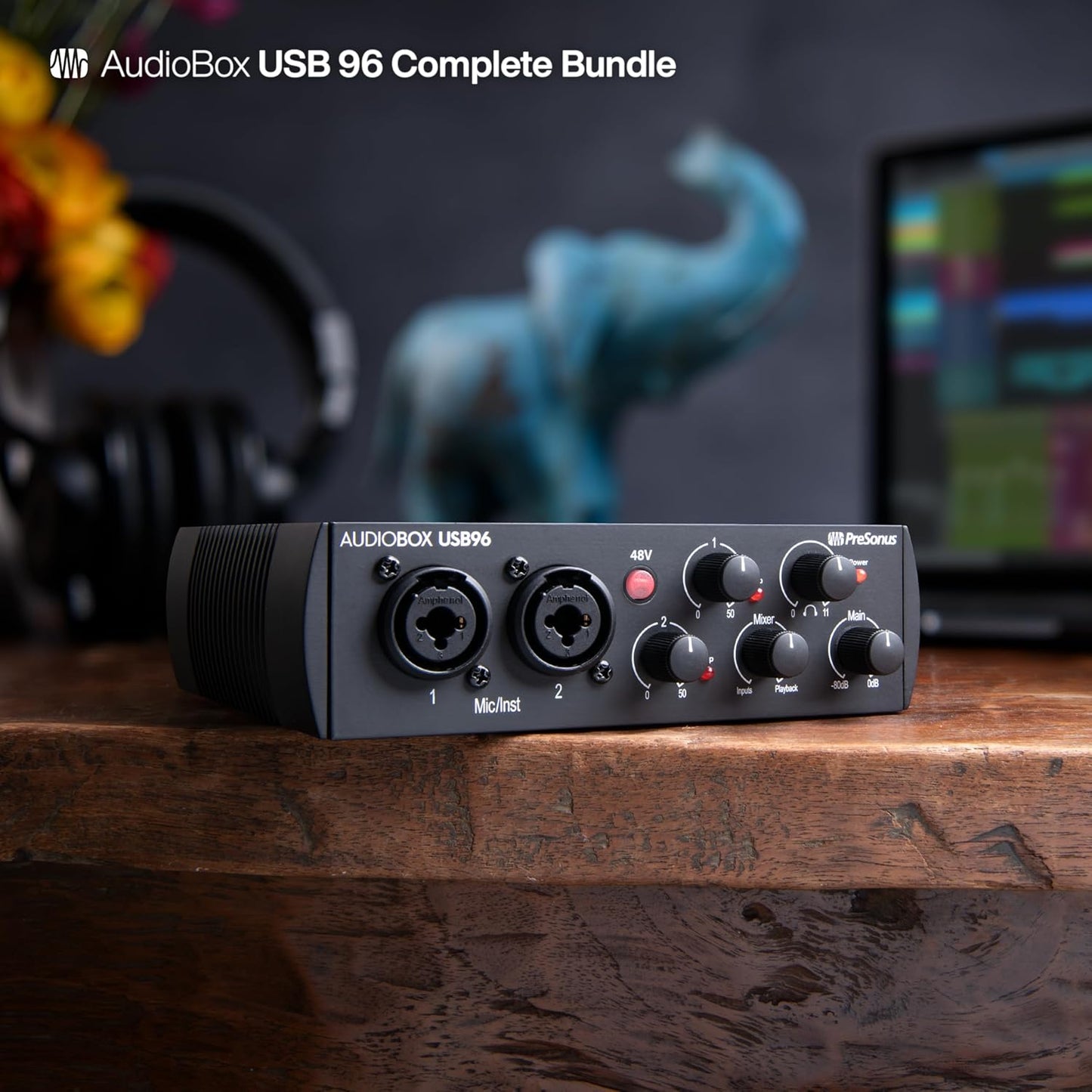 PreSonus AudioBox USB 96 Bundle — USB Audio Interface, XLR Interface for Guitar, Device for PC & Mac, Complete Recording Package with Studio One Pro, Music Production, Home Studio
