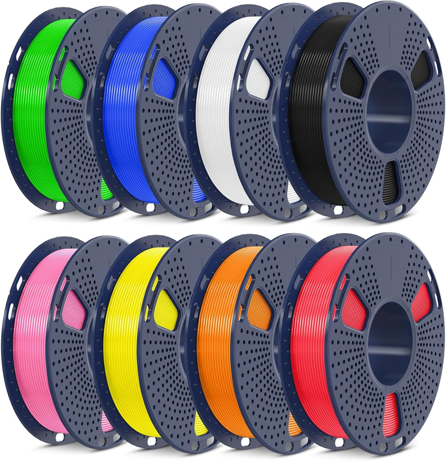 SUNLU 3D Printer Filament Bundle Multicolor PETG Filament 1.75mm, Individually Vacuum-Sealed, 2kg in Total, 0.25kg per Spool, 8 Pack, 8 Colors, Black+White+Red+Yellow+Pink+Blue+Orange+Green