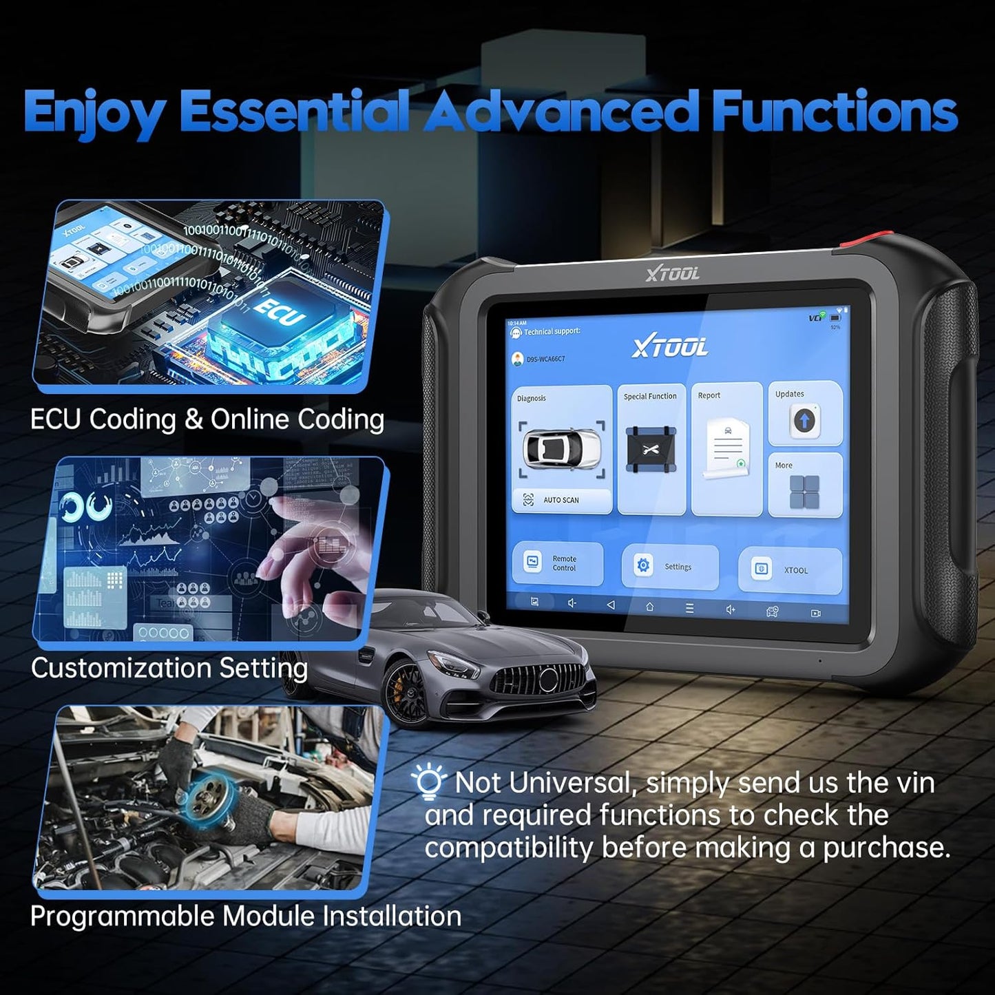 XTOOL D9S Automotive Diagnostic Tool, Wireless OBD2 Scanner with ECU Coding, Topology, Bidirectional Scan Tool 2.0 with FCA, 45+ Resets, Full System, PMI, CAN FD/DoIP, 3-Yr Update