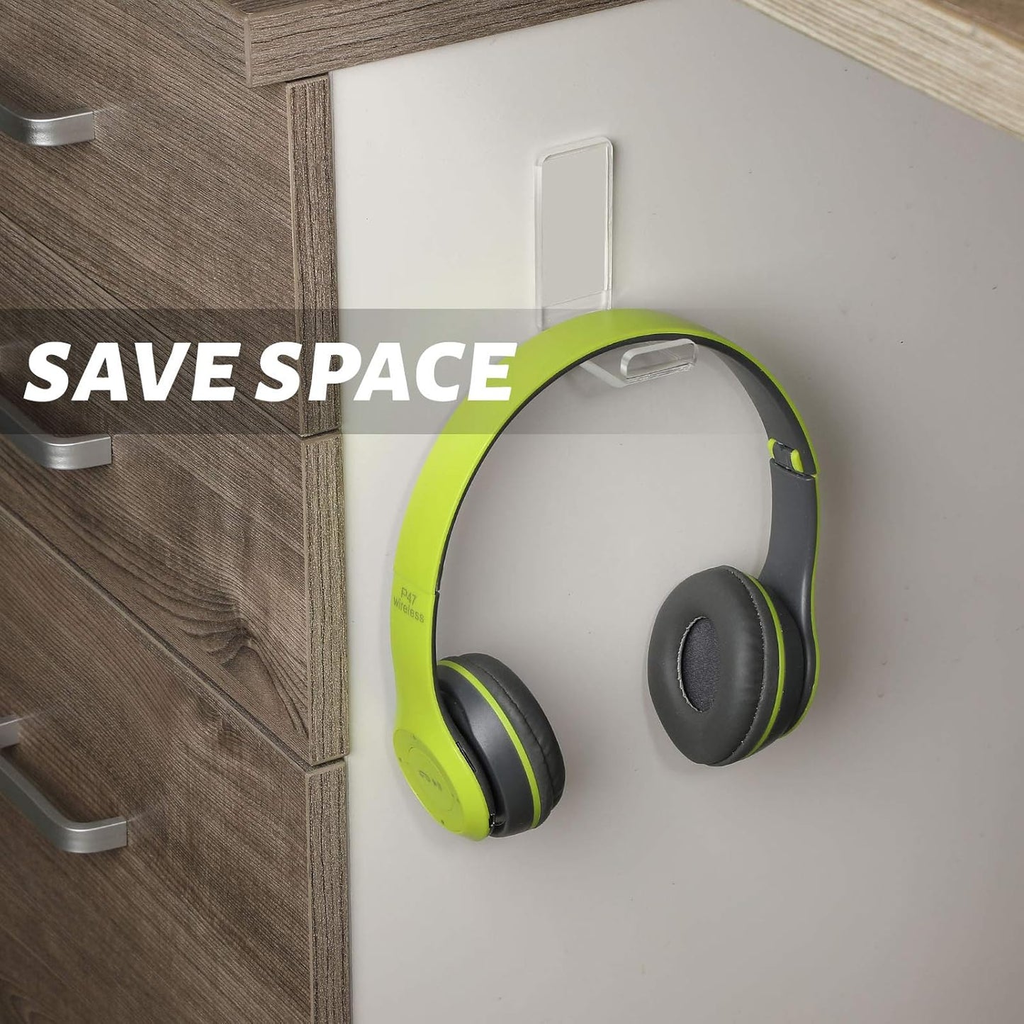 Weewooday 4 Pieces Headphone Hanger Holder Desk Adhesive Headphone Hook Wall Mount Headset Stand Acrylic Holder with Glues for General Purpose Game Earphone(Clear)